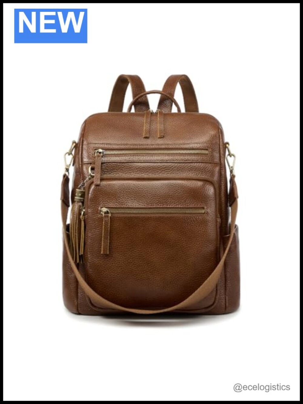 Genuine Leather Backpack Purse for Women, Large Capacity, Multiple Pockets